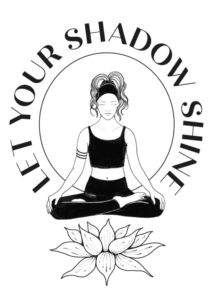let your shadow shine logo showing girl meditating and lotus flower