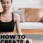 woman sitting on yoga mat at home meditating how to create a home yoga space