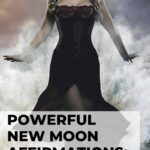woman dressed in dark red heroic dress new moon affirmations