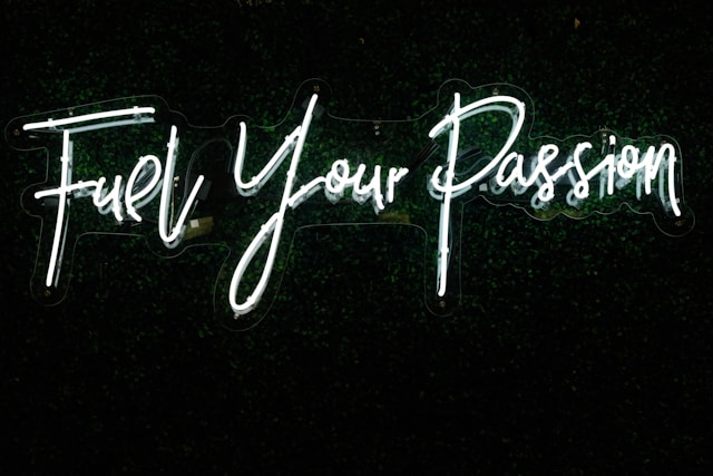 image features the words fuel your passion written in white on a black background with a light effect blog post is abut how to live an intentional life