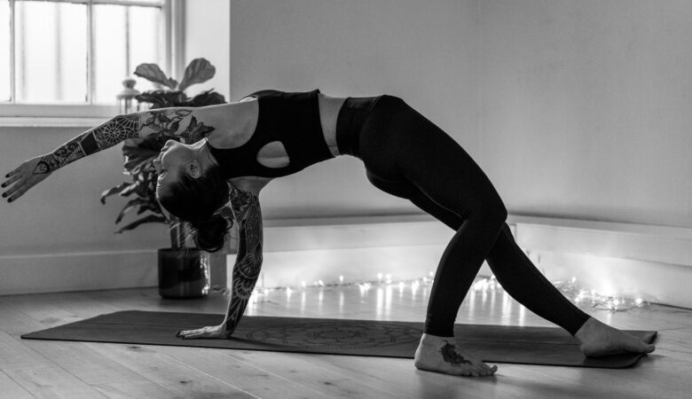 black and white image wild thing yoga pose yoga and grief