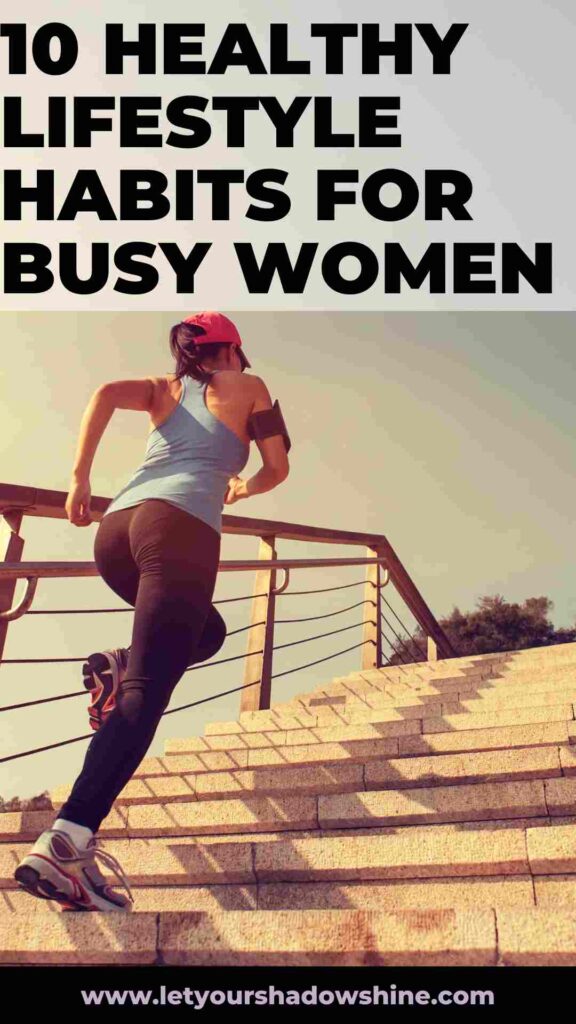 woman running up the stairs outside in the morning in sports apparel 10 healthy lifestyle habits for busy women