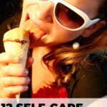 women eating ice cream on summer day wearing white sunglasses