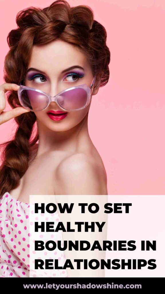 woman wearing big sunglasses looking over sunglasses how to set healthy boundaries