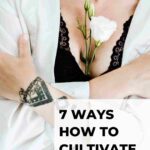 image showing close up of woman chest it is a woman giving herself a big hug and holding a white rose between her breasts how to cultivate self-love