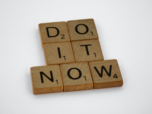 image showing scrabble letters saying do it now 7 ways to overcome procrastination