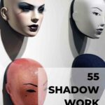 picture showing several masks hung on wall shadow work journal prompts