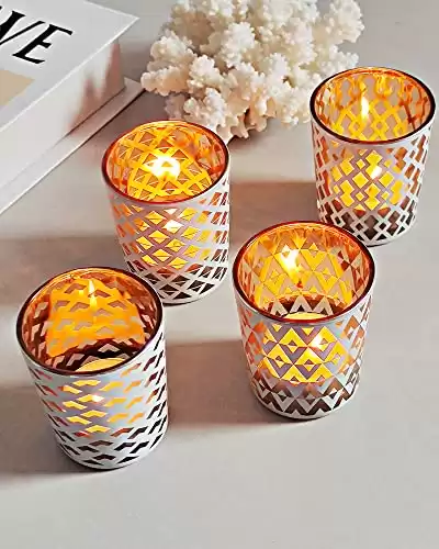 SHMILMH White and Gold Candle Holders