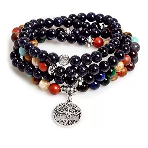 PWMENLK 108 Mala Beads Meditation Necklace