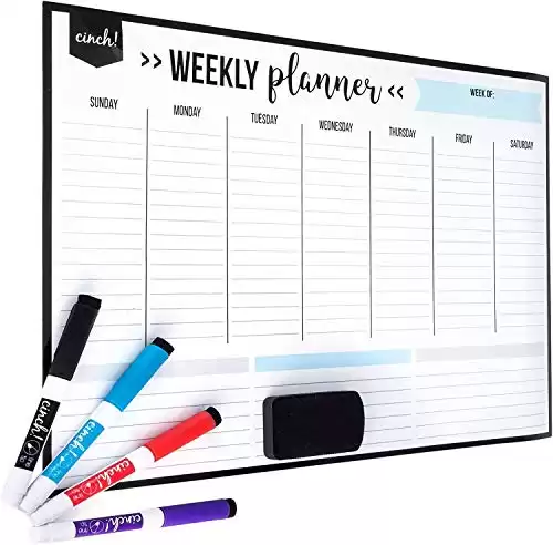 Cinch Magnetic Weekly Calendar Whiteboard