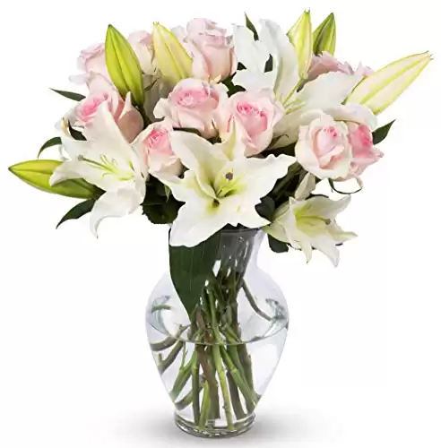 BENCHMARK BOUQUETS - Pink Roses & Lilies